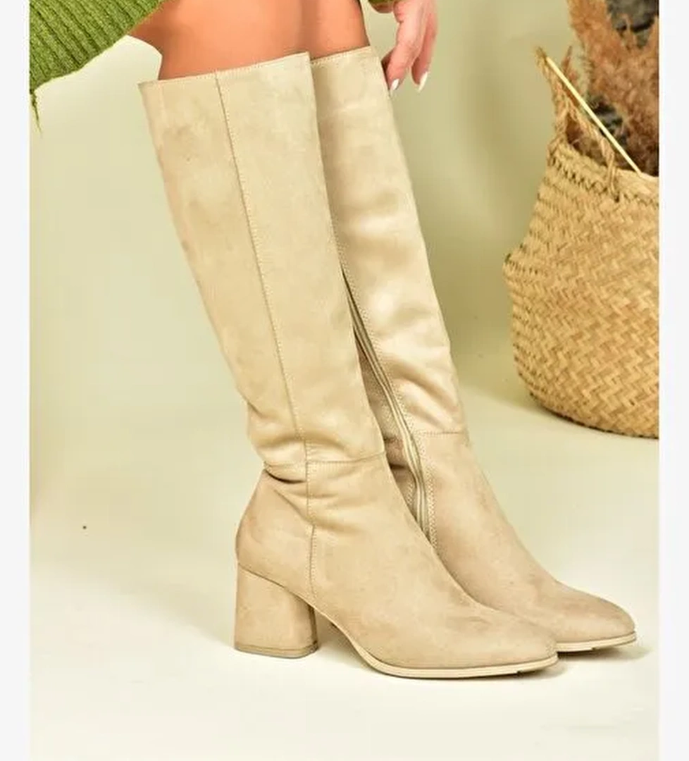 Ten Süet Alçak Topuklu Günlük Kadın Çizme J848300102 - Görsel 1