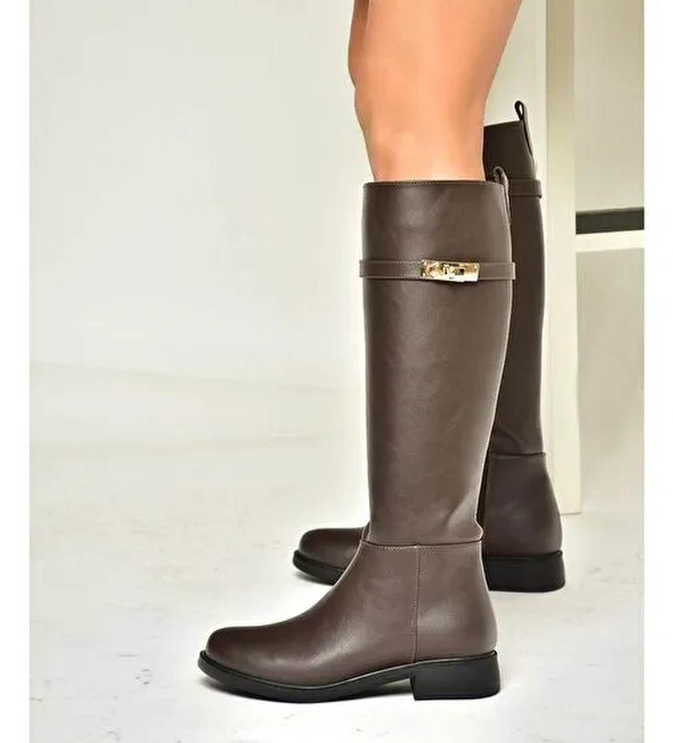 R312225309 Kahverengi Klasik Kadın Çizme - Görsel 1