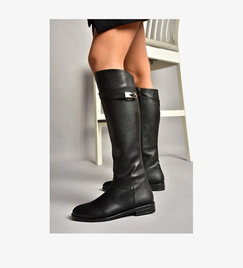 T848443409 Siyah Klasik Kadın Çizme - Görsel 1