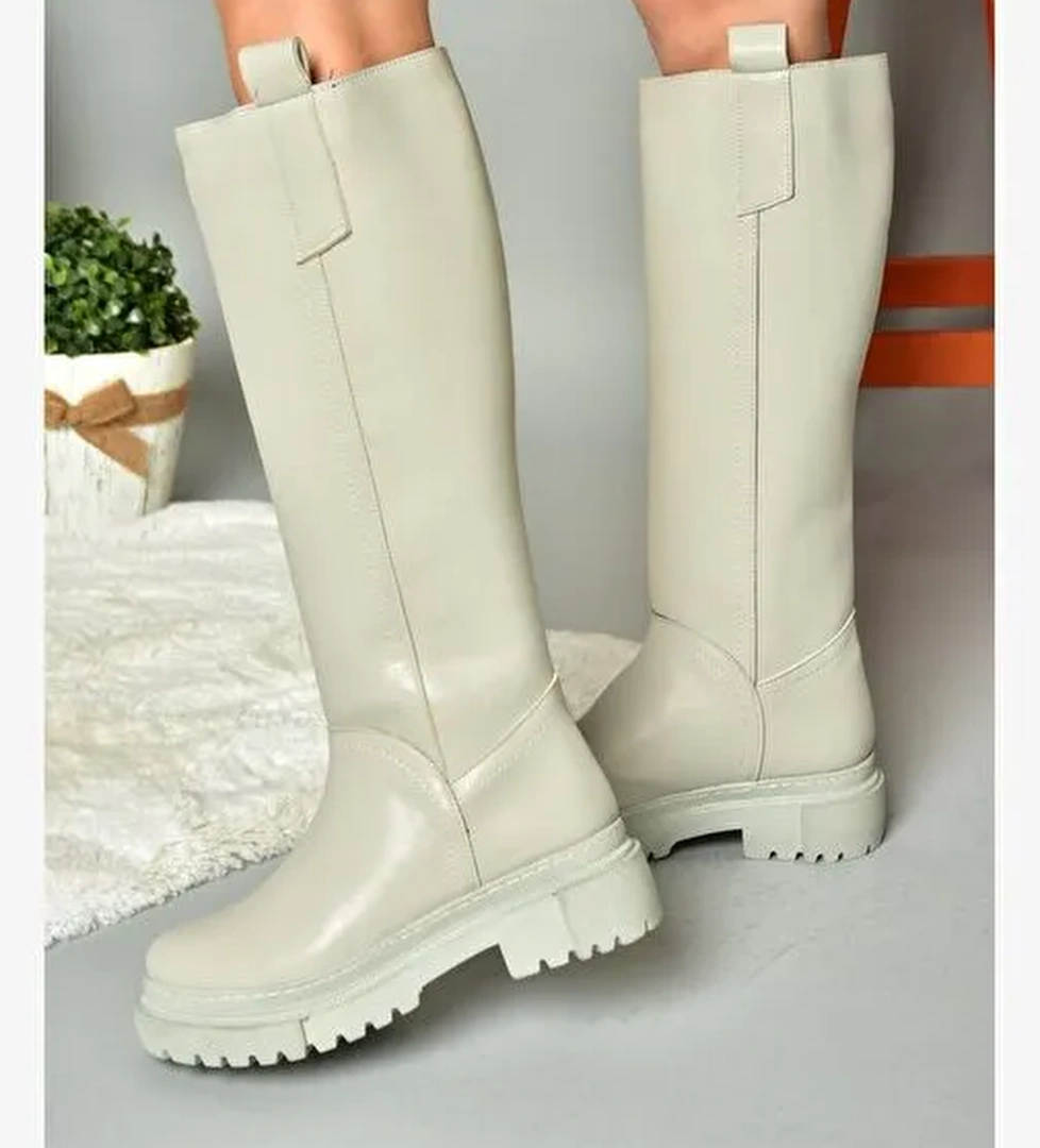 R973201109 Gri Kalın Tabanlı Kadın Çizme - Görsel 1