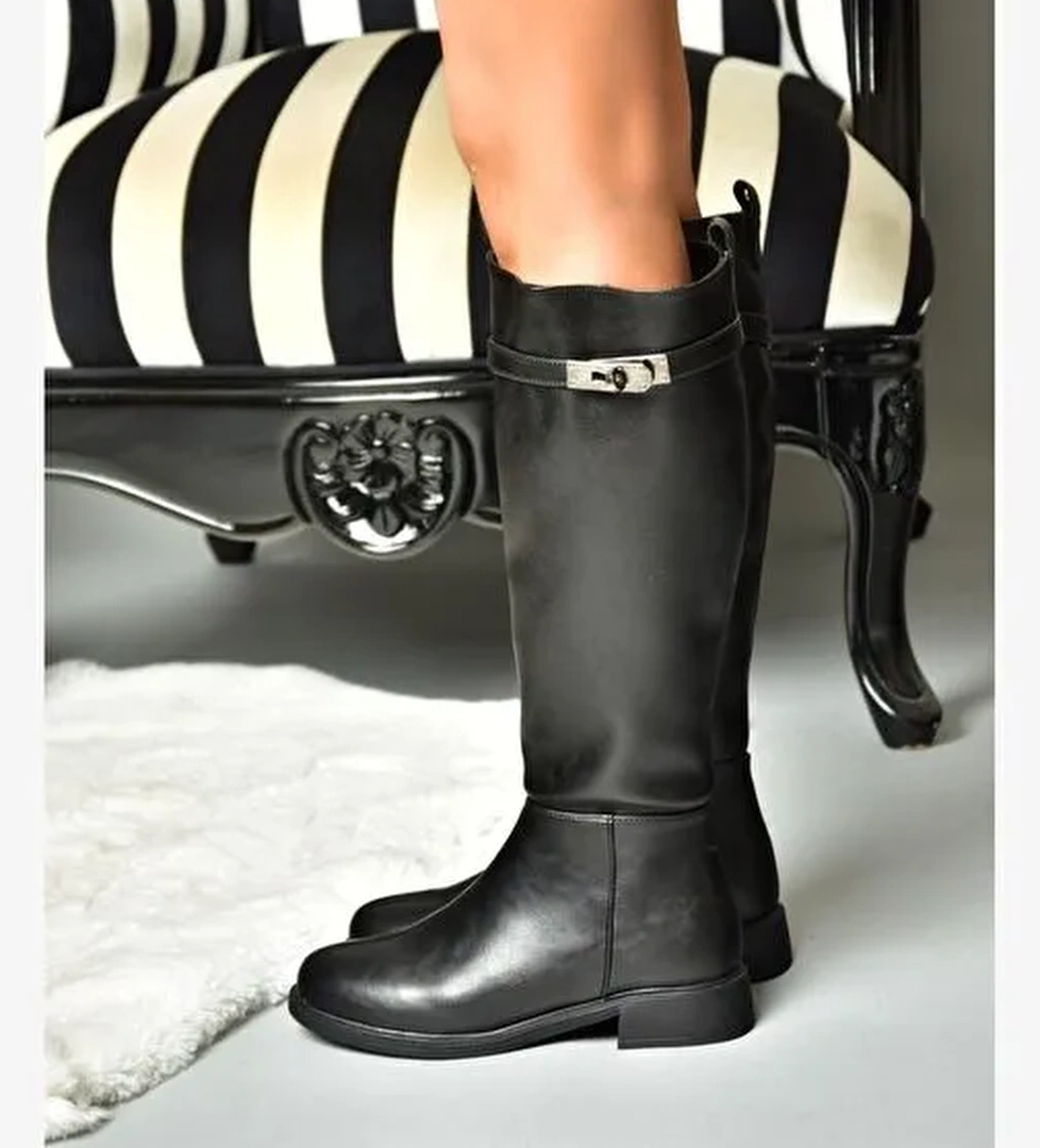 R312225309 Siyah Klasik Kadın Çizme - Görsel 1