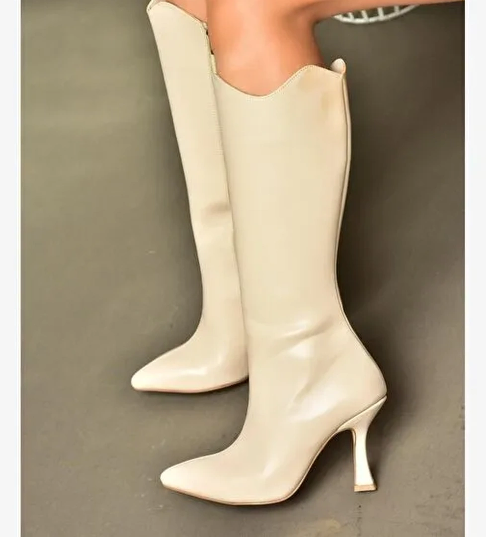 R820020109 Ten İnce Topuklu Kadın Çizme - Görsel 1