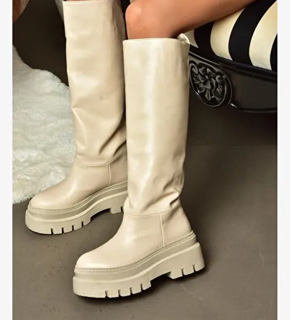 R726947009 Ten Kalın Tabanlı Kadın Çizme - Görsel 1