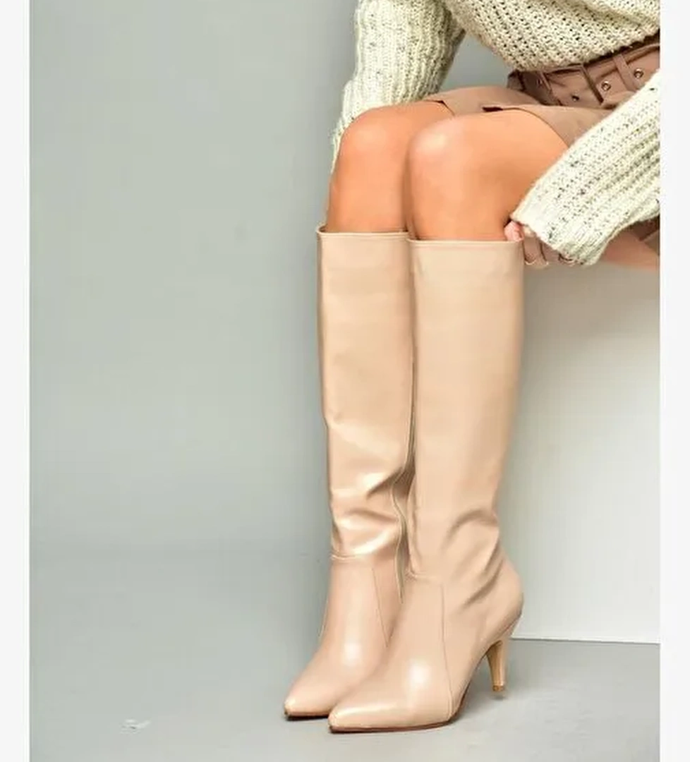 R372453009 Ten İnce Topuklu Kadın Çizme - Görsel 1