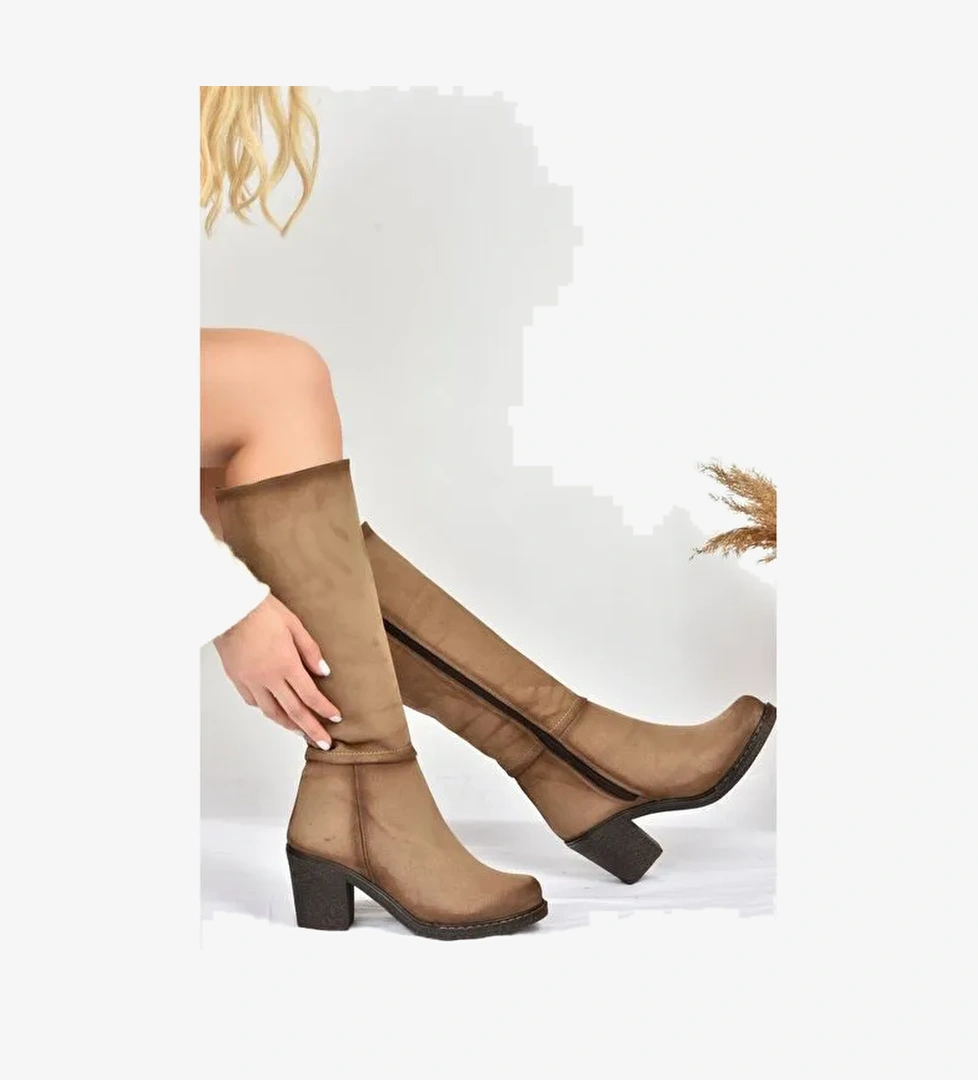 Vizon Kalın Topuklu Günlük Kadın Çizme C674250302 - Görsel 1