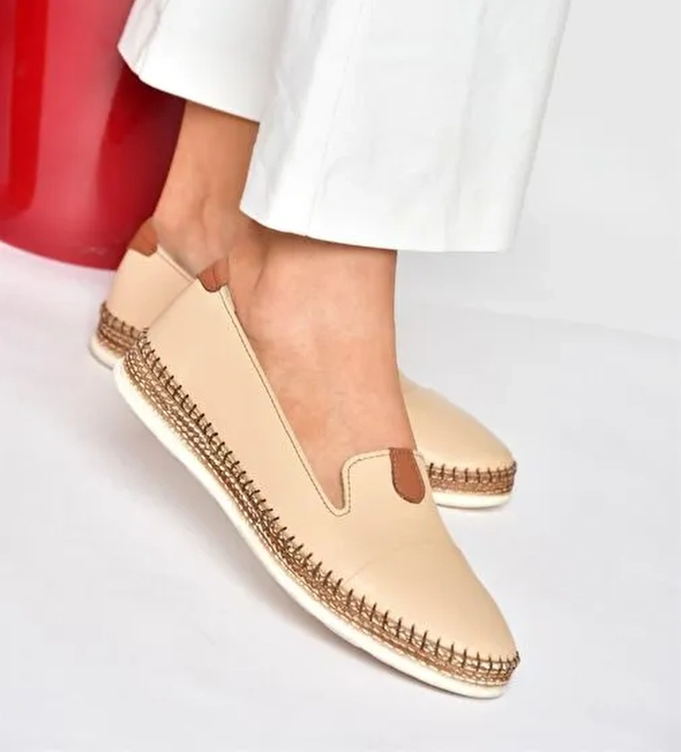 P555000103 Ten Hakiki Deri Günlük Kadın Ayakkabı - Görsel 1