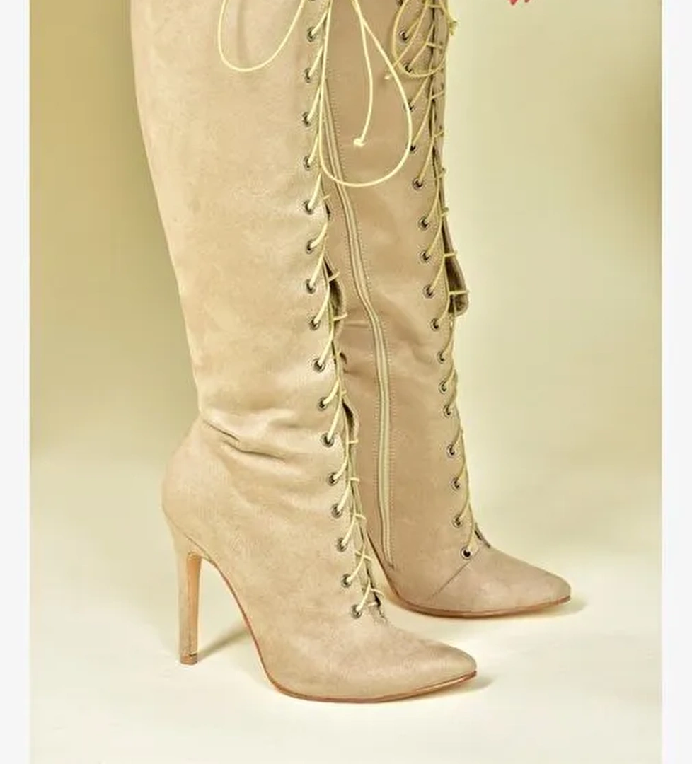 Ten Süet İnce Topuklu Kadın Çizme N372794102 - Görsel 1