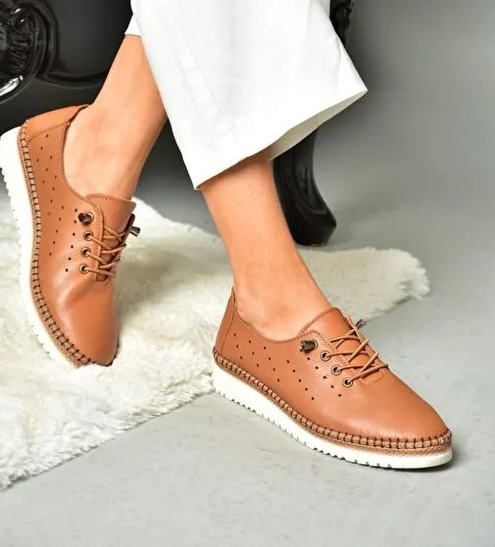 P555508103 Taba Hakiki Deri Kadın Ayakkabı - Görsel 1