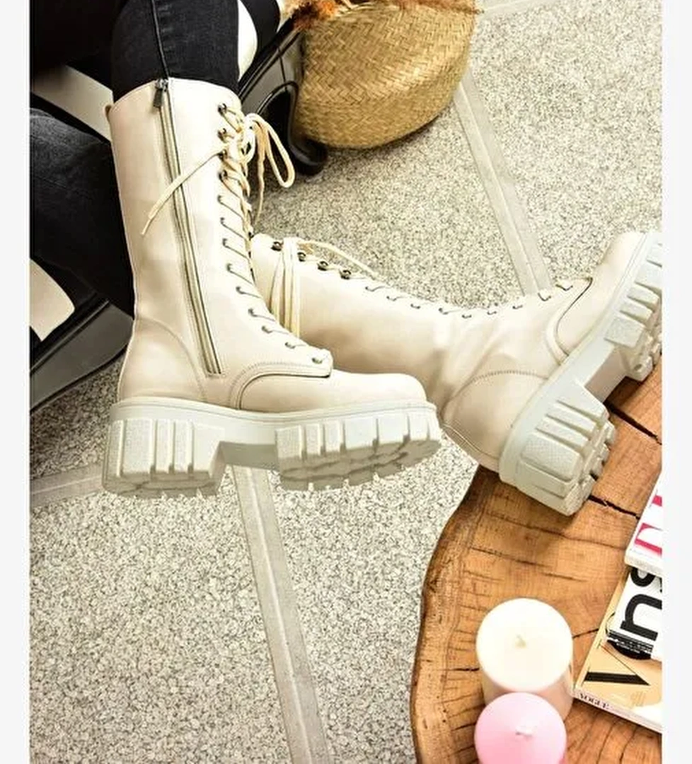 Bej Kalın Tabanlı Kadın Çizme L996081009 - Görsel 1