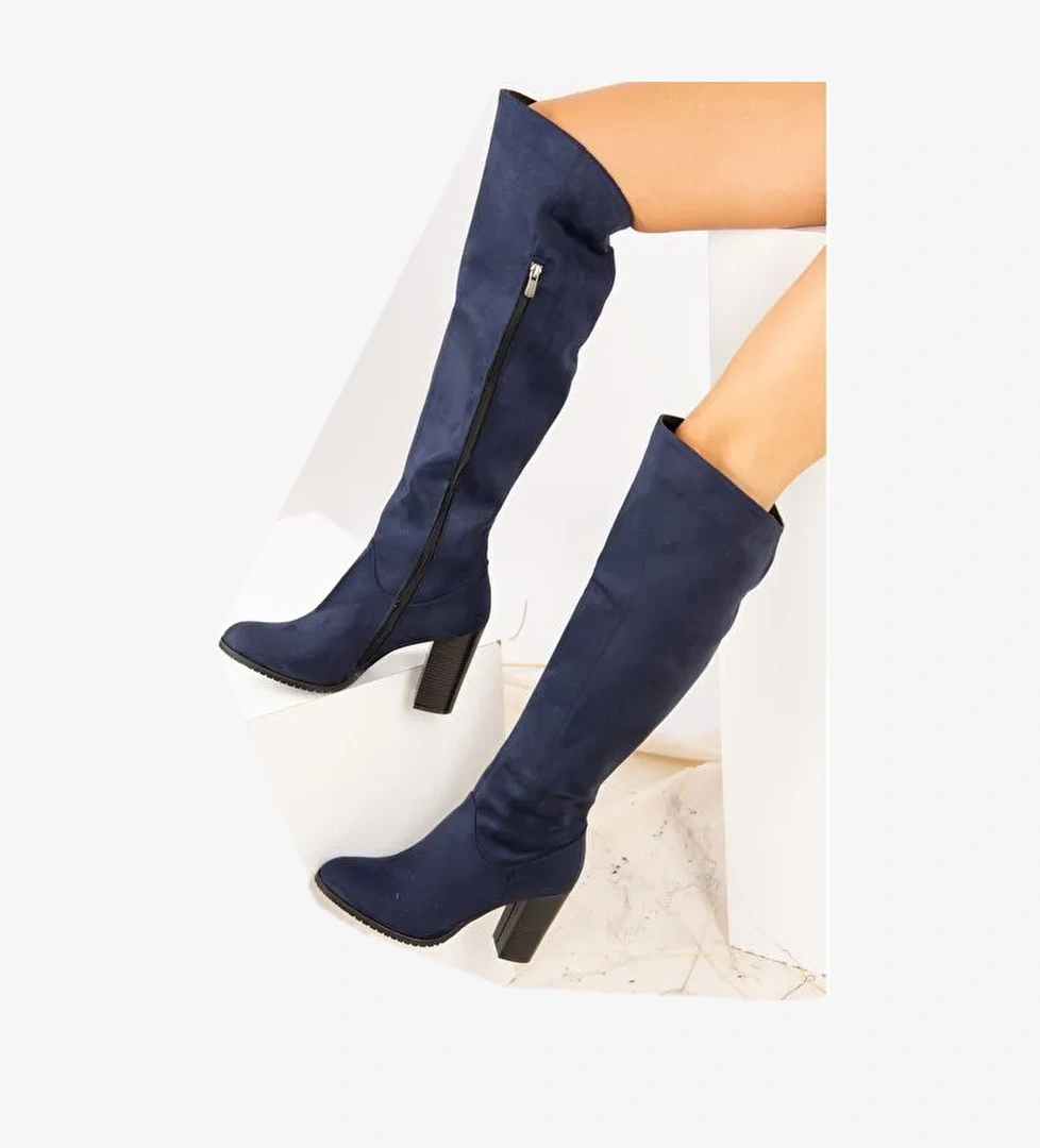 Lacivert Süet Kadın Çizme A654018002 - Görsel 1