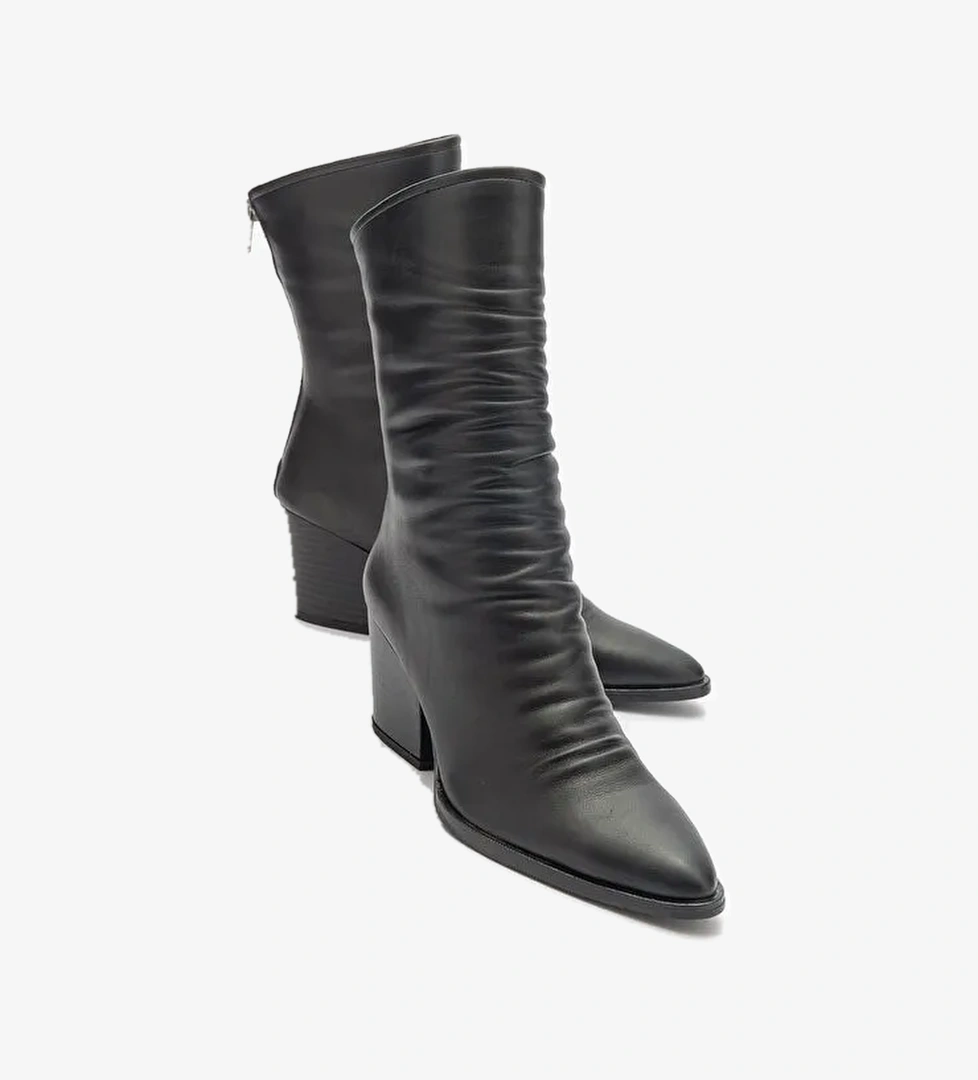 LAVAL Siyah Cilt Kadın Bot - Görsel 1