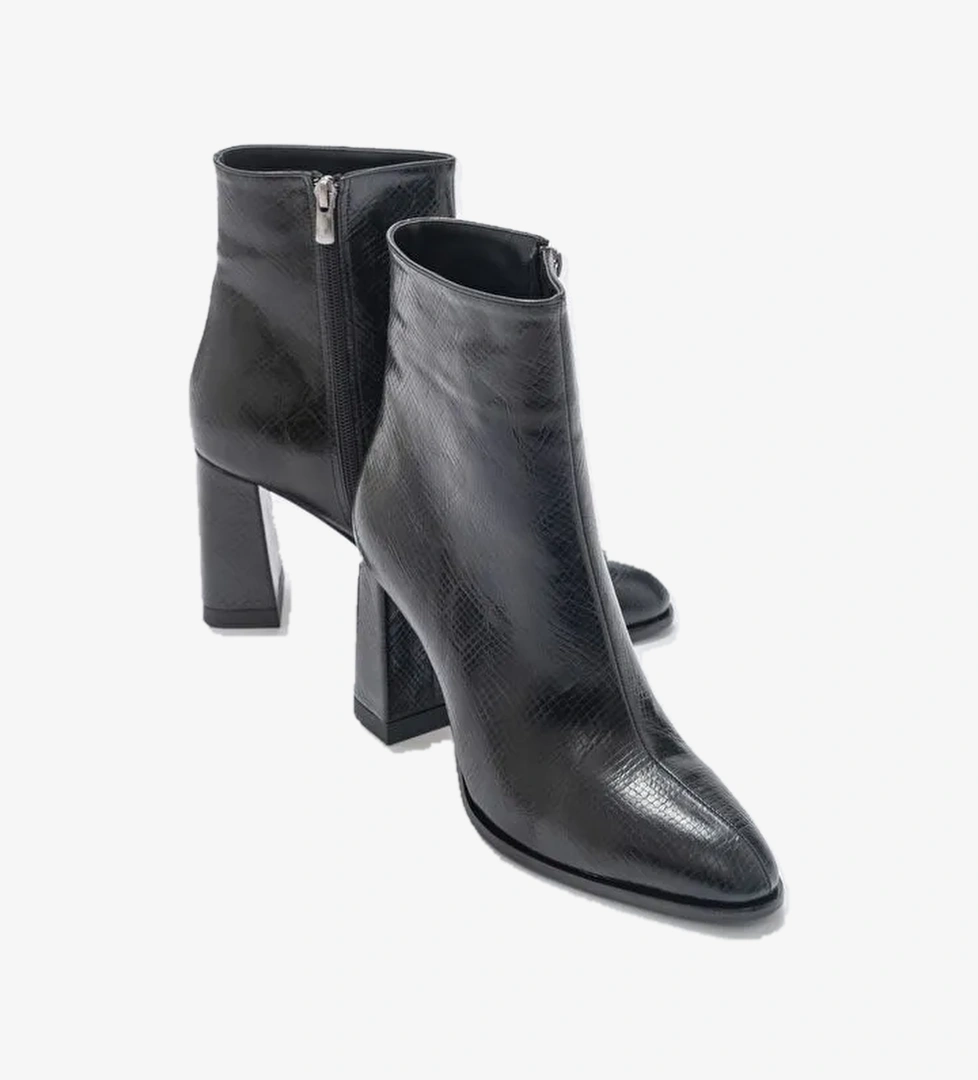 JEWEL Siyah Baskı Kadın Topuklu Bot - Görsel 1