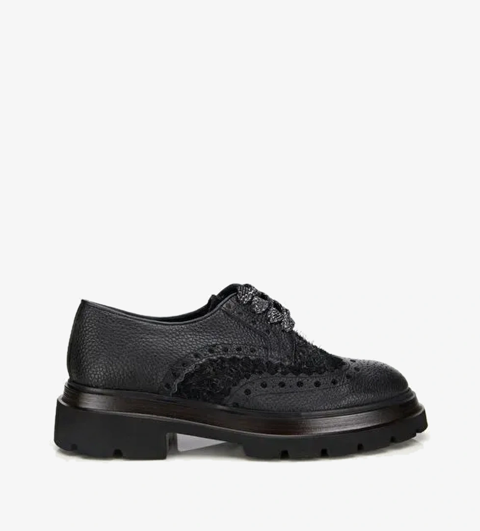 Erkek Deri Siyah Kırçıllı Yüksek Tabanlı Günlük Ayakkabı 02AYH312350A100 - Görsel 1