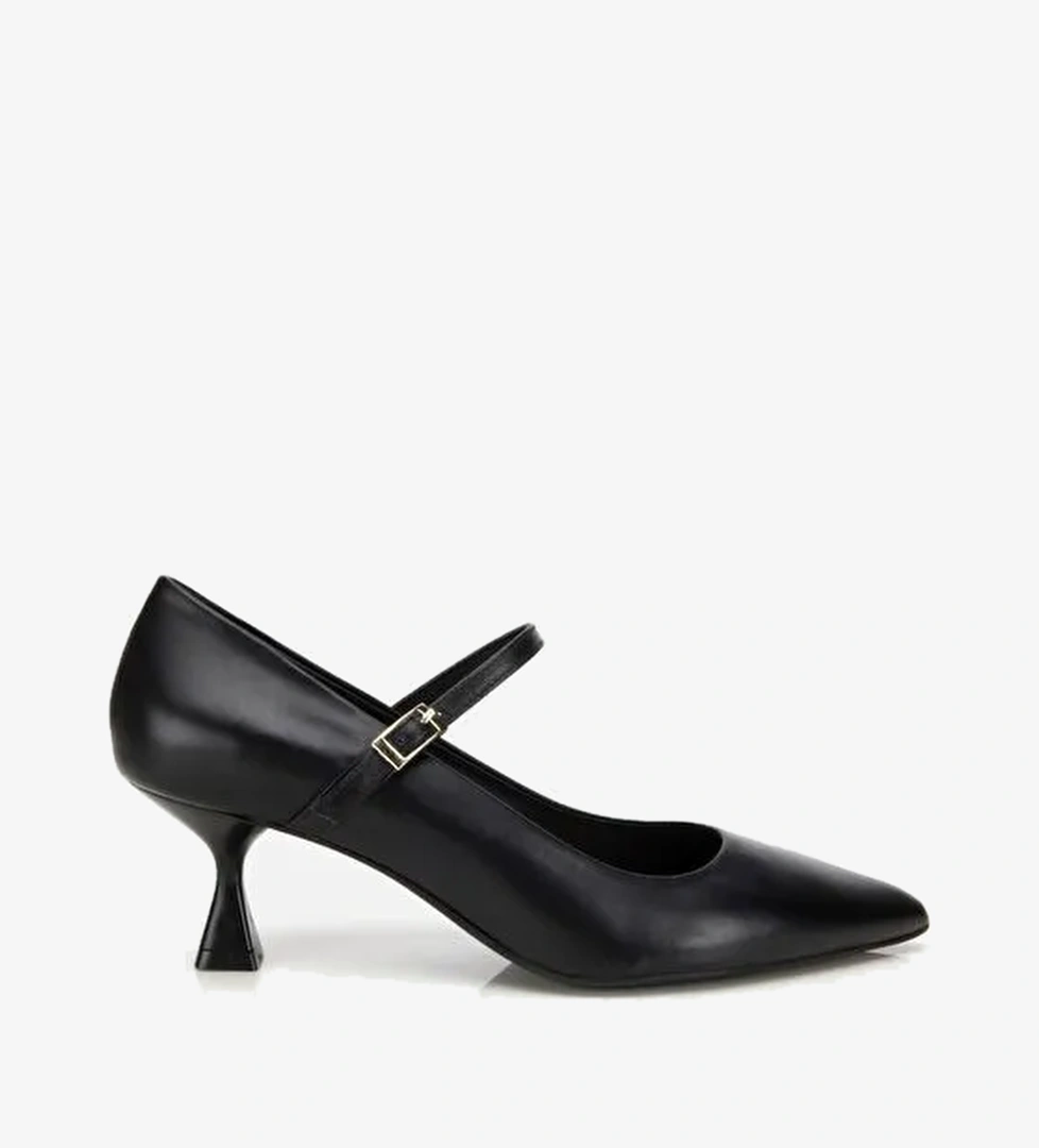 Kadın Deri Mary Jane Siyah İnce Bantlı Stiletto 01AYH317720A100