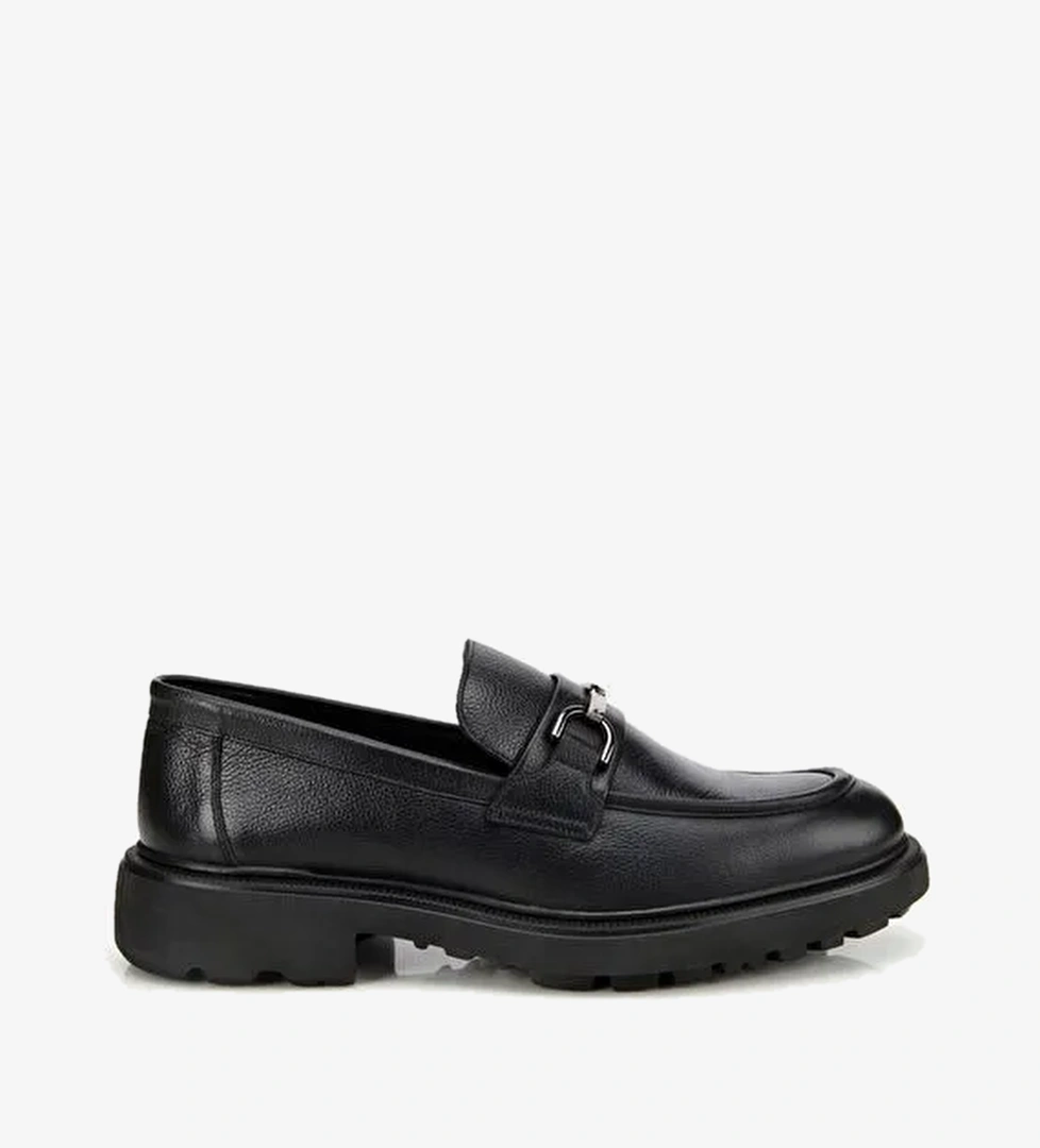 Erkek Deri Siyah Tokalı Günlük Loafer 02AYH314000A100 - Görsel 1