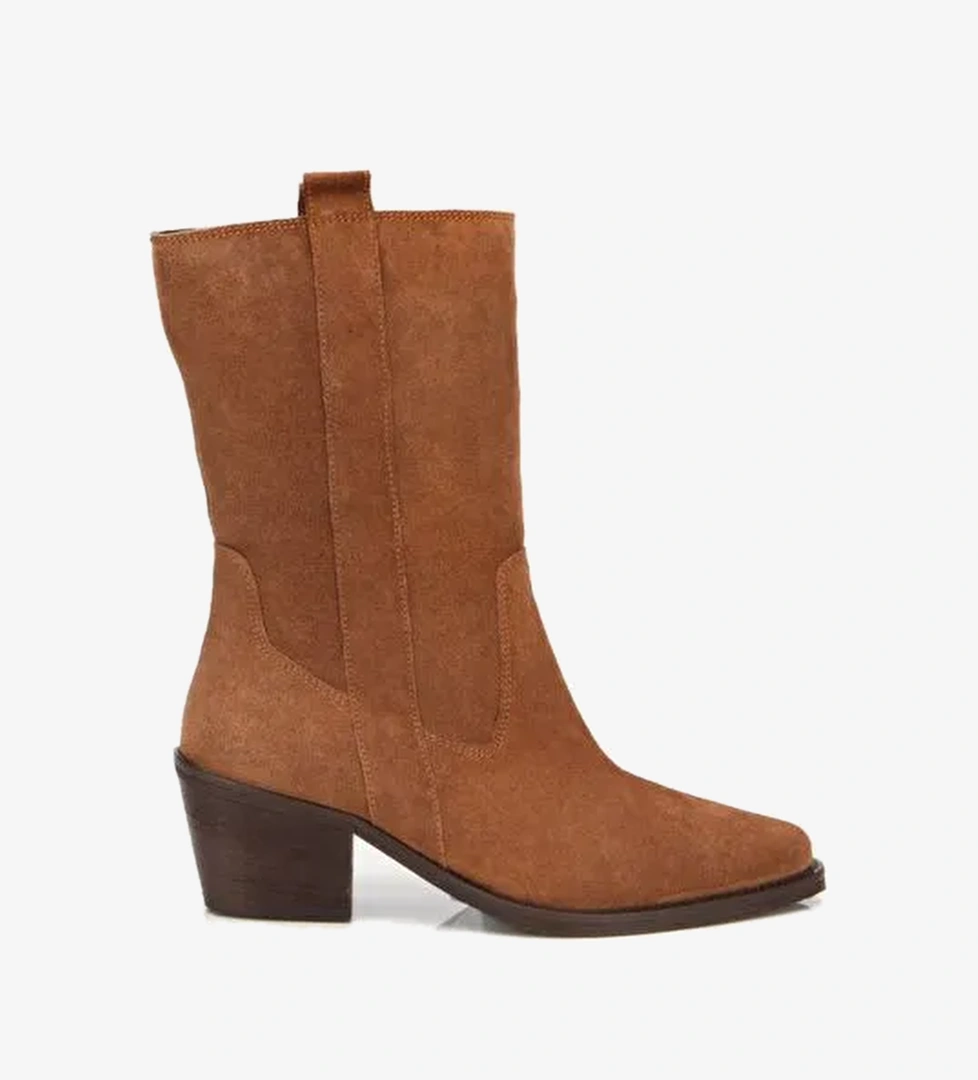 Kadın Süet Deri Taba Western Kovboy Topuklu Bot 01BOH313150A340 - Görsel 1