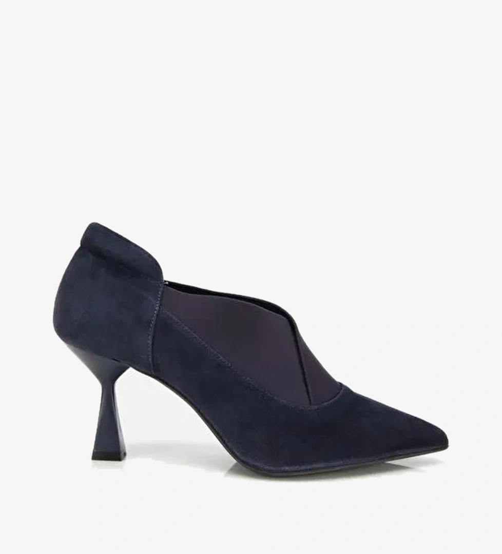 Kadın Süet Deri Lacivert Streç Detaylı İnce Topuklu Stiletto 01AYH315480A680 - Görsel 1