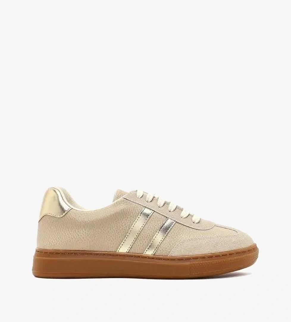 Kadın Bej Bağcıklı Kalın Tabanlı Sneaker 25AFE145414 - Görsel 1