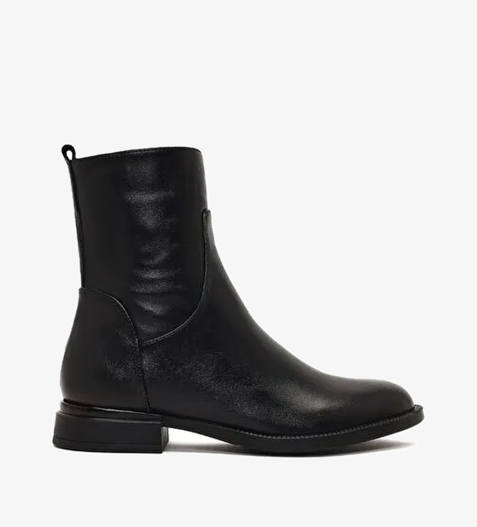 Kadın Siyah Fermuarlı Deri Bot 25WFD413218 - Görsel 1