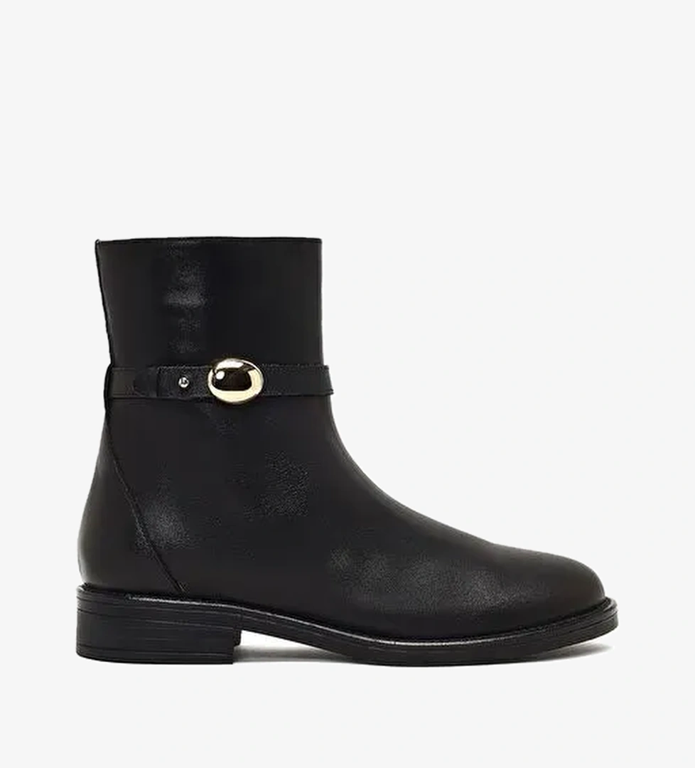 Kadın Siyah Fermuarlı Deri Bot 25WFD162718 - Görsel 1