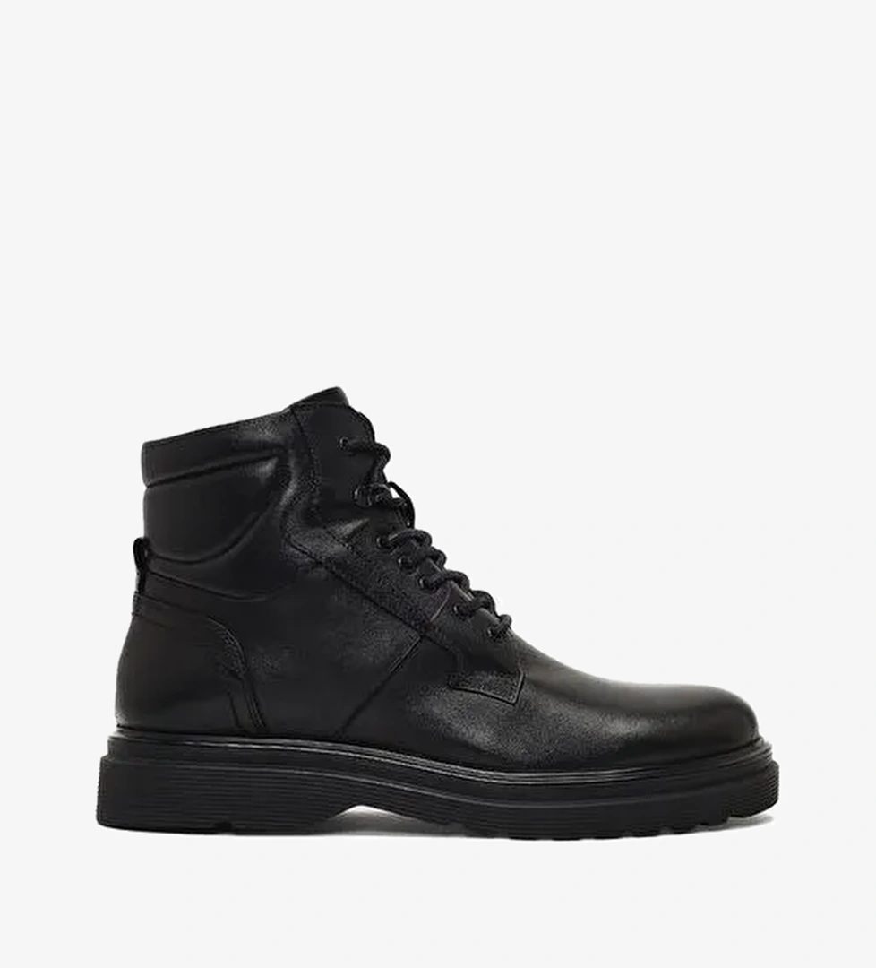 Erkek Siyah Fermuarlı Deri Casual Bot 25WFD642818 - Görsel 1