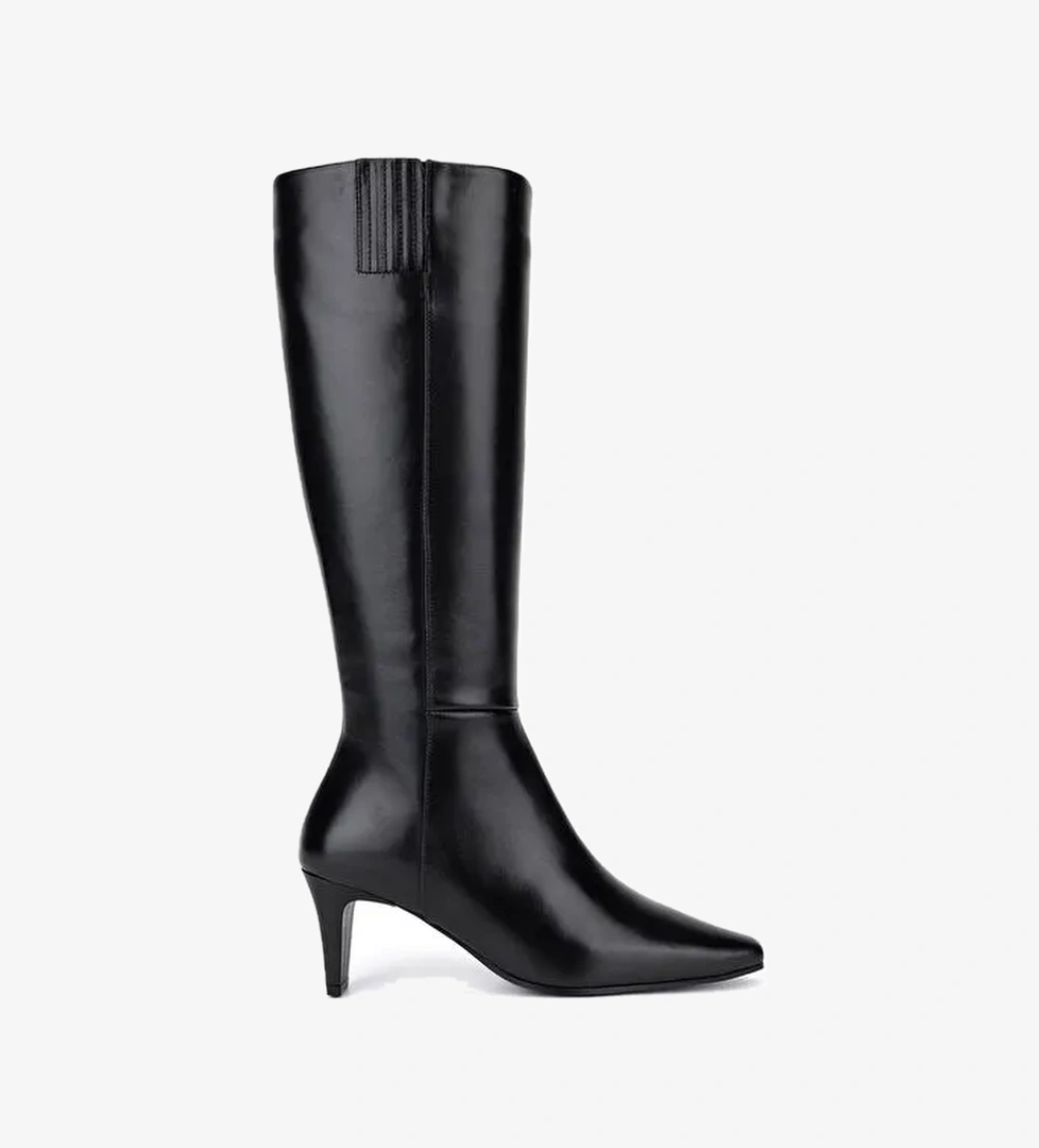 Tamer Tanca Kadın Hakiki Deri Siyah Klasik Çizme - Görsel 1