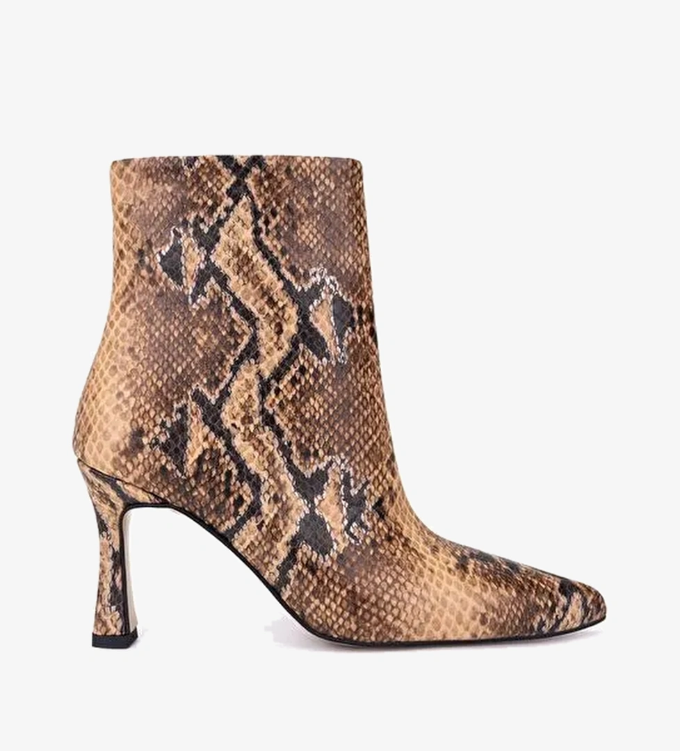 Tamer Tanca Kadın Hakiki Deri Naturel Yılan Topuklu Bot - Görsel 1