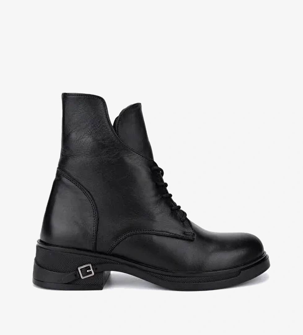 Tamer Tanca Kadın Siyah Deri Casual Bot - Görsel 1