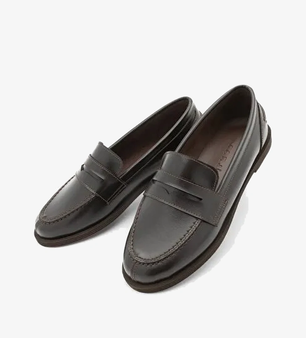 Kadın Loafer Düz Taban Makosen Günlük Ayakkabı Benif Kahve - Görsel 1