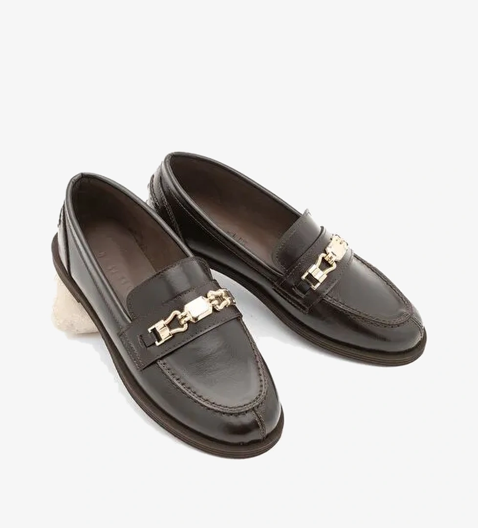 Kadın Loafer Makosen Tokalı Günlük Ayakkabı Zamira Kahve - Görsel 1
