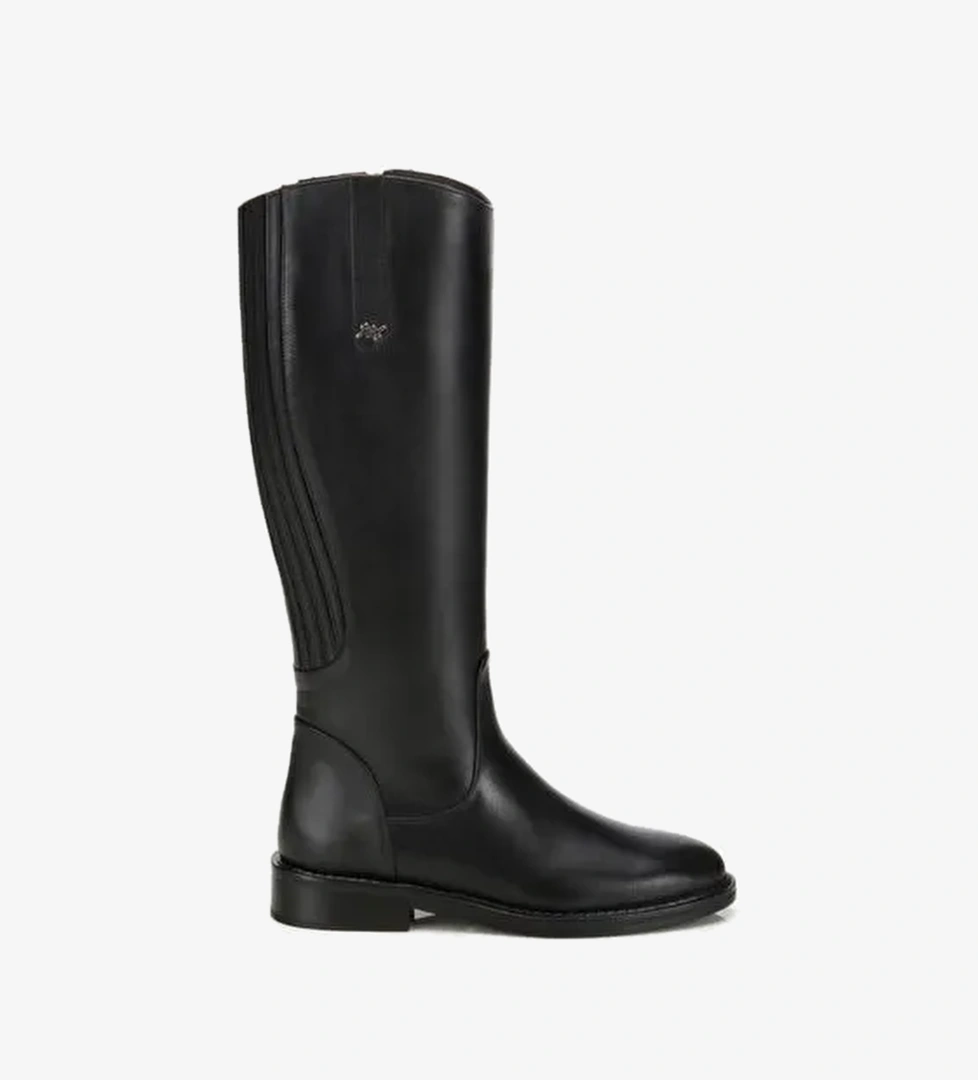 Kadın Deri Siyah Lastik Detaylı Binici Düz Çizme 01CIH313330A100 - Görsel 1