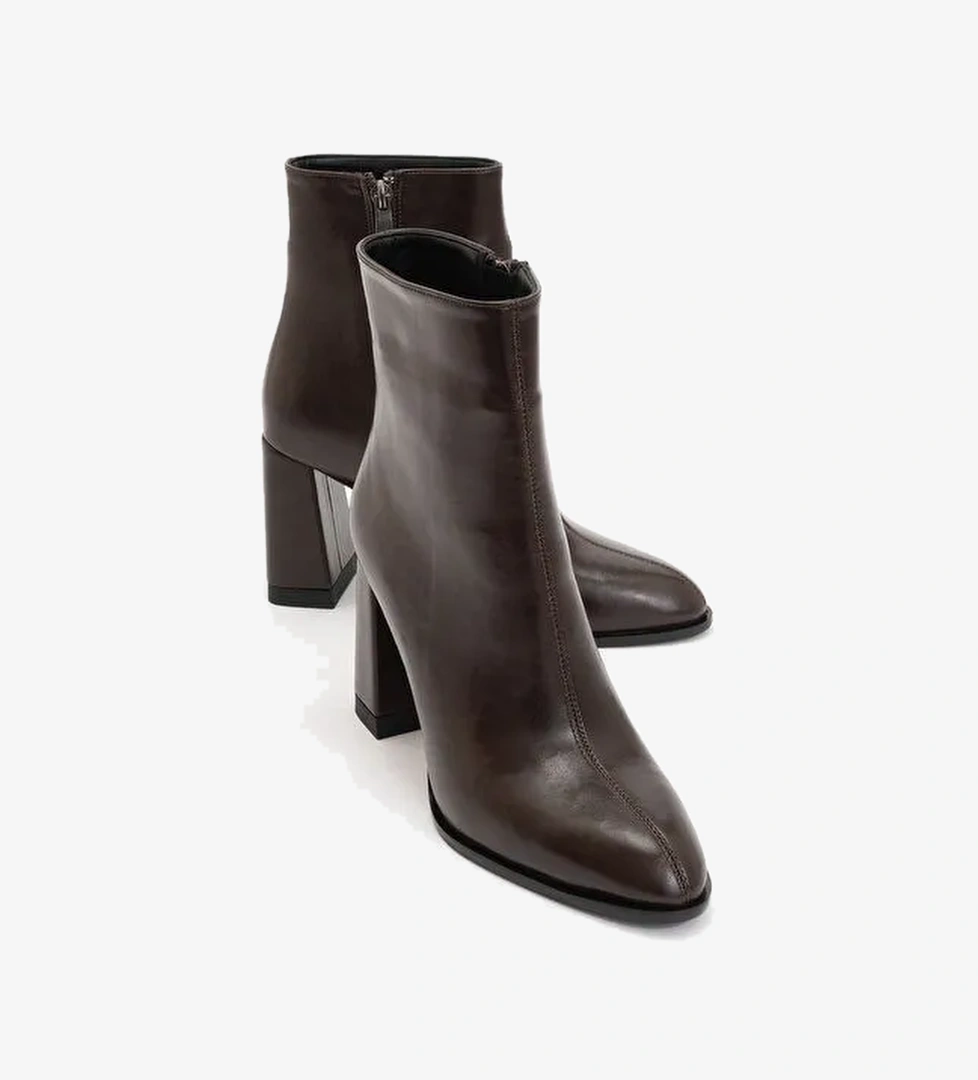 JEWEL Kahve Cilt Kadın Topuklu Bot - Görsel 1