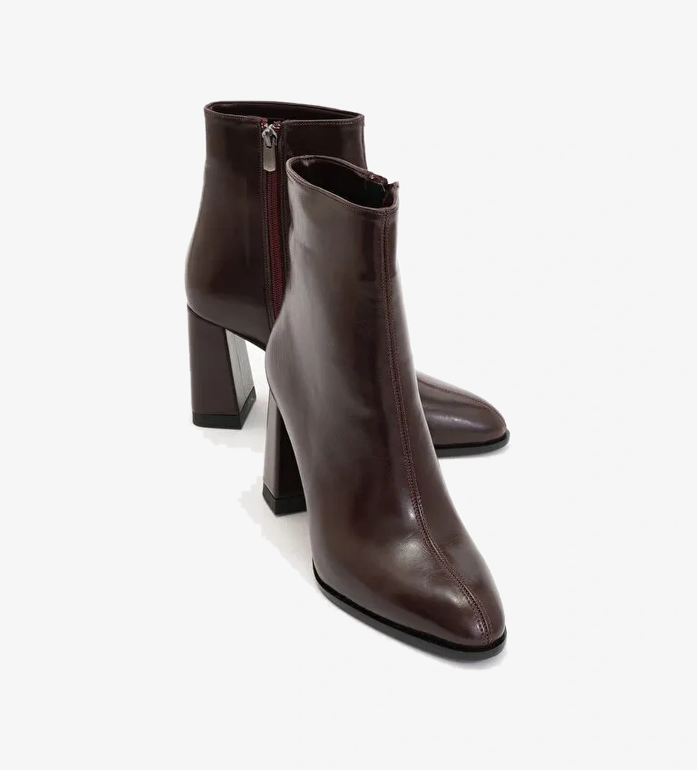 JEWEL Bordo Cilt Kadın Topuklu Bot - Görsel 1