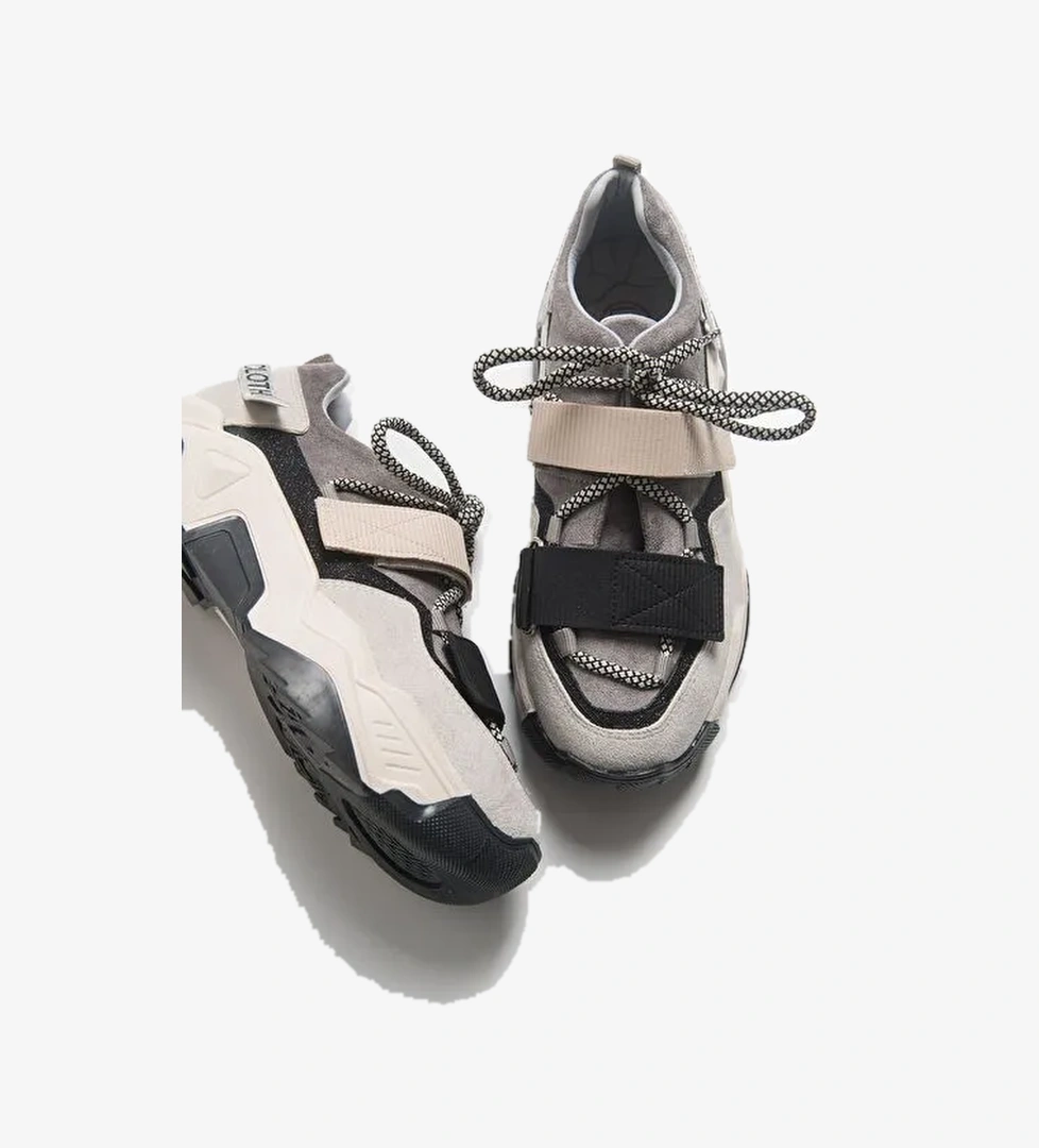 LULEN Siyah Vizon Sim Yazılı Cırtlı Kadın Spor Sneakers - Görsel 1