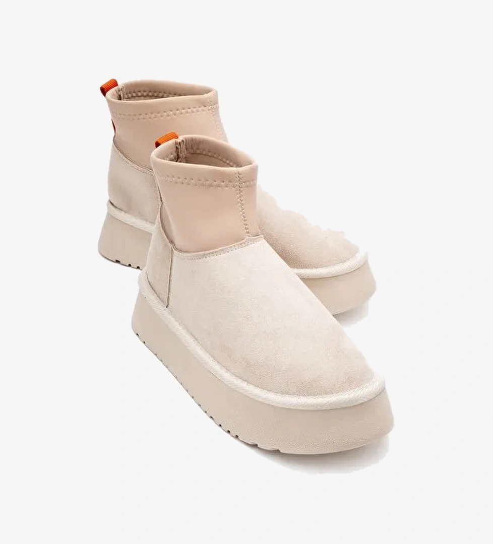 OVAR Bej Süet Scuba Platform Tabanlı Kadın Bot - Görsel 1