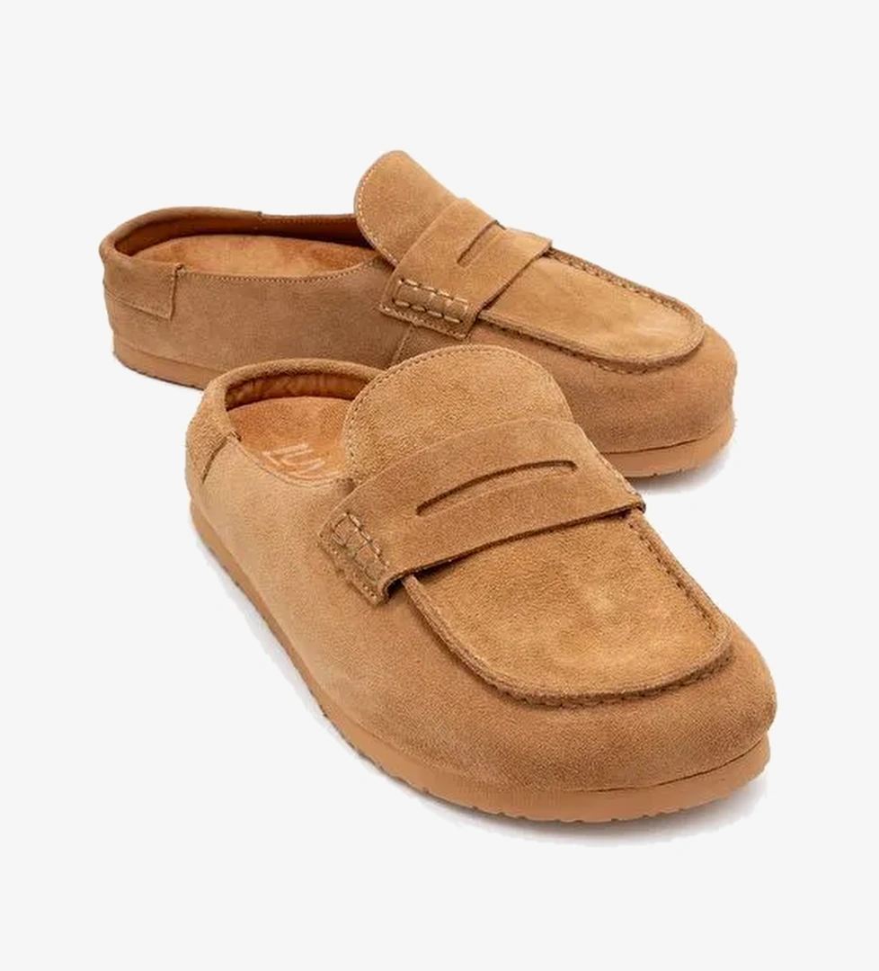 PRIVA Toprak Süet Hakiki Deri Kadın Terlik - Görsel 1