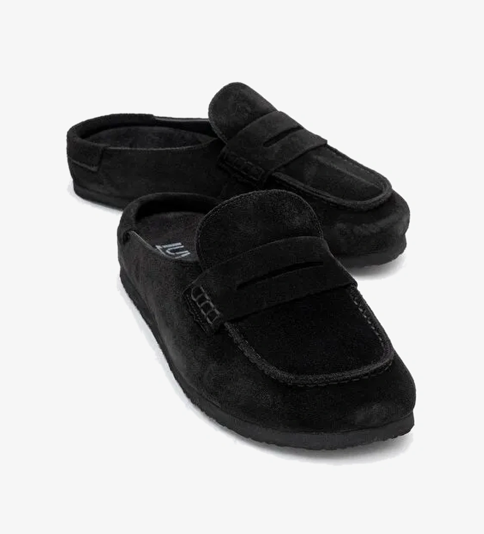 PRIVA Siyah Süet Hakiki Deri Kadın Terlik - Görsel 1