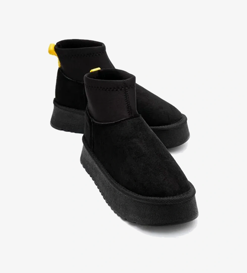 OVAR Siyah Süet Scuba Platform Tabanlı Kadın Bot - Görsel 1