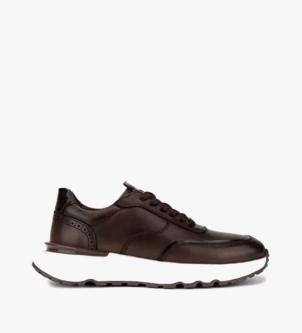 Tamer Tanca Erkek Hakiki Deri Kahverengi Sneakers & Spor Ayakkabı - Görsel 1