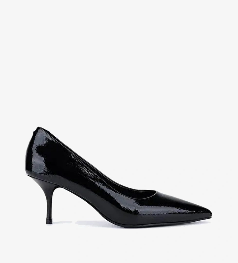 Tamer Tanca Kadın Suni Deri Siyah Rugan Topuklu Ayakkabı - Görsel 1