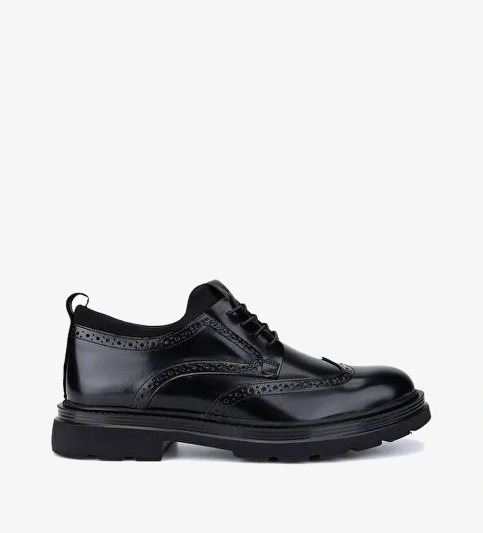 Tamer Tanca Erkek Hakiki Deri Siyah Açma Casual Ayakkabı - Görsel 1