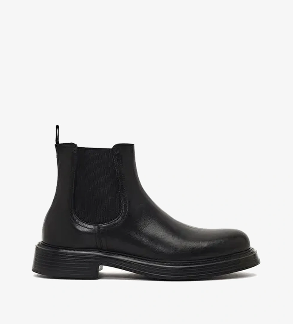 Erkek Siyah Deri Casual Chelsea Bot 25WFD611018 - Görsel 1