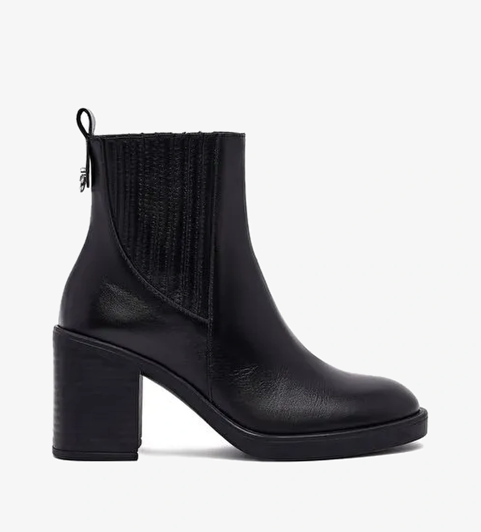 Kadın Siyah Kalın Topuklu Deri Chelsea Bot 25WFD132518 - Görsel 1