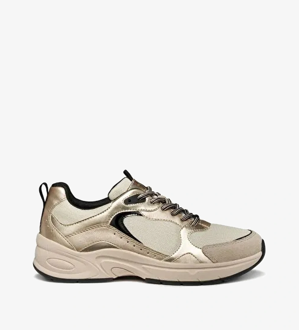 Geox Kadın Bej D Zarvıa A - Mesh+Pearl.Gbk Bağcıklı Kalın Tabanlı Deri Sneaker D55YLA014AJC1S2L - Görsel 1