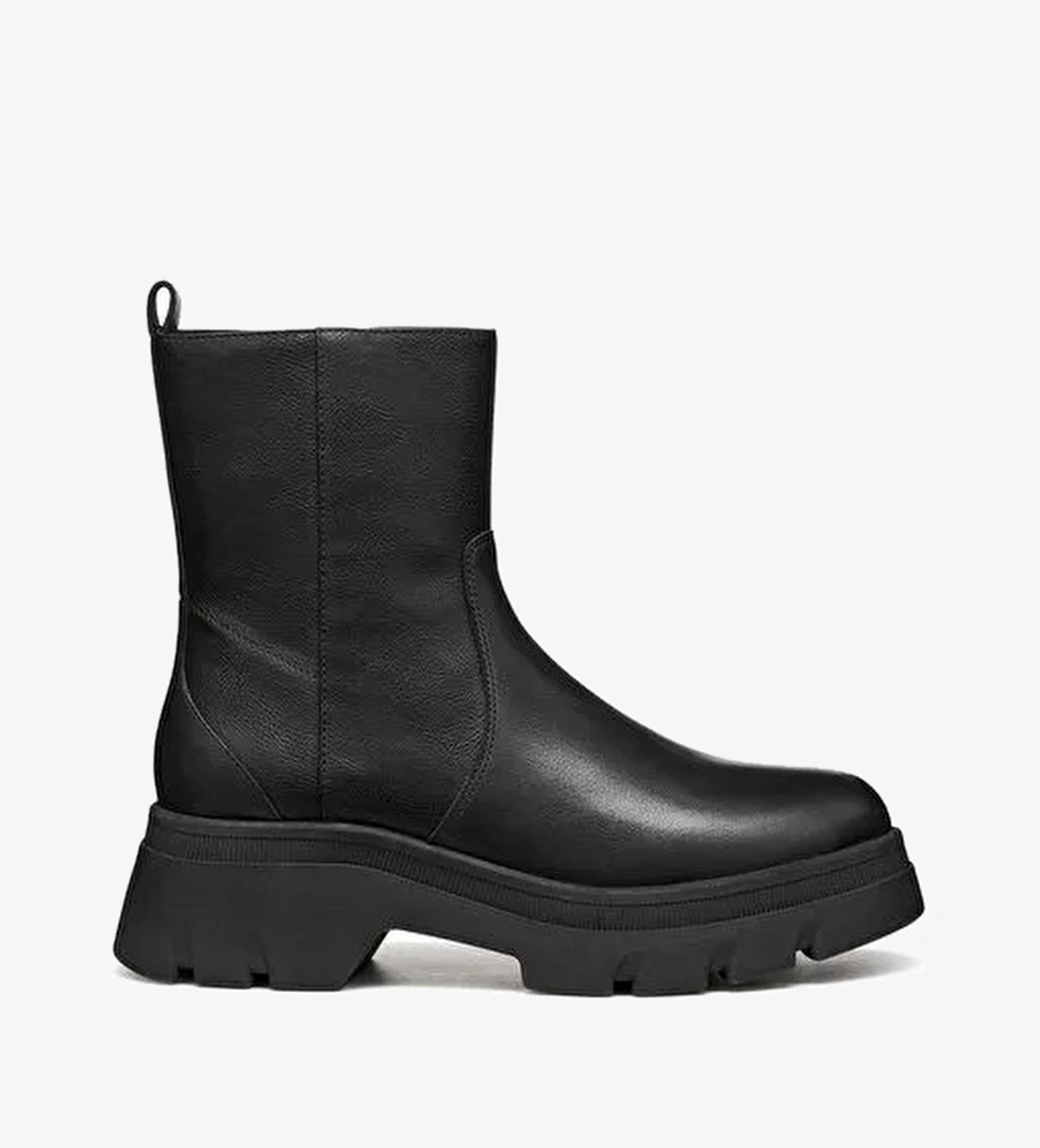 Geox Kadın Siyah D Pluette Fermuarlı Kalın Tabanlı Deri Bot D565MB04654C9999 - Görsel 1