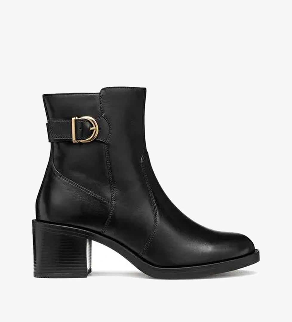 Geox Kadın Siyah D Serılda 60 A - Smo.Lea Tokalı Fermuarlı Topuklu Deri Bot D56XXA00043C9999 - Görsel 1