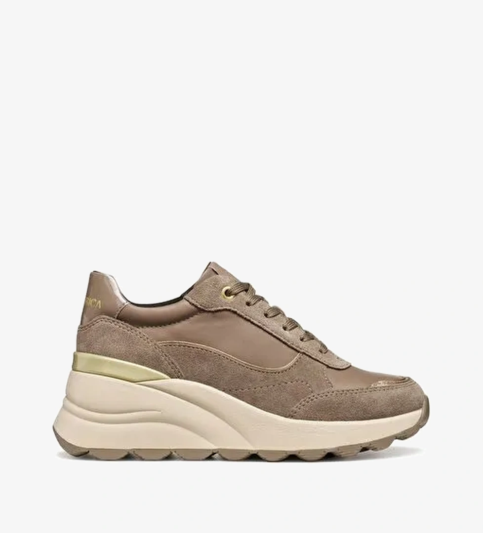 Geox Kadın Vizon D Spherıca Ec13 A - Nappa+Sued Bağcıklı Dolgu Topuklu Deri Spor Sneaker D45WAA08522 - Görsel 1