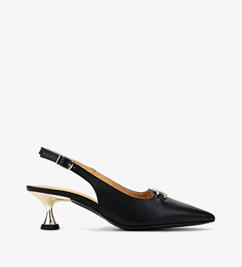Valmenti Kadın Hakiki Deri Siyah Slingback Ayakkabı - Görsel 1