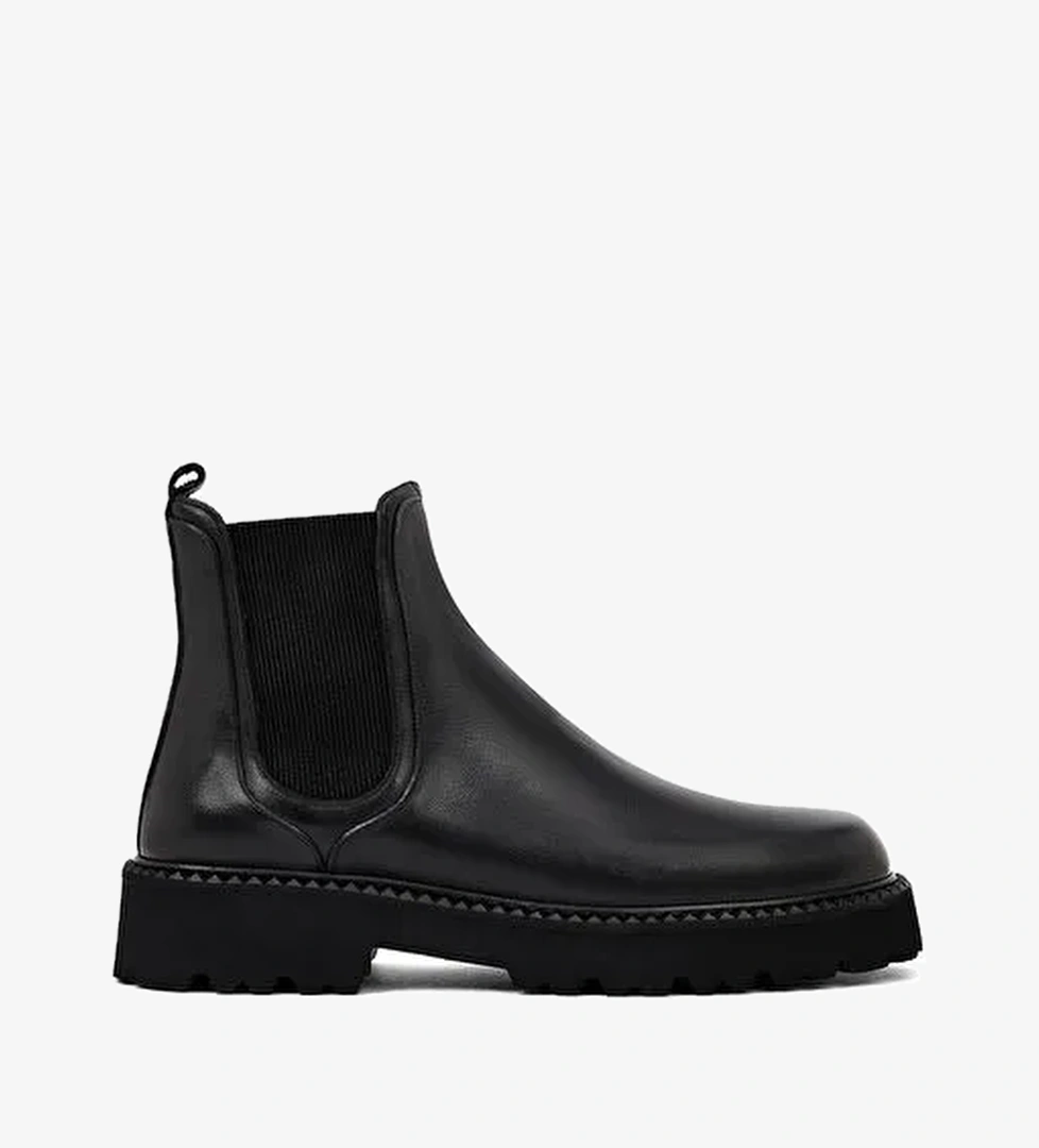 Erkek Siyah Kalın Tabanlı Deri Chelsea Bot 25WFD828018 - Görsel 1