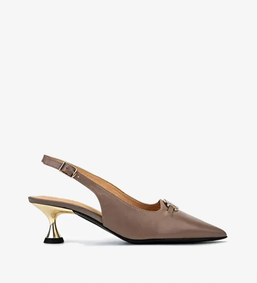 Valmenti Kadın Vizon Hakiki Deri Slingback Ayakkabı - Görsel 1